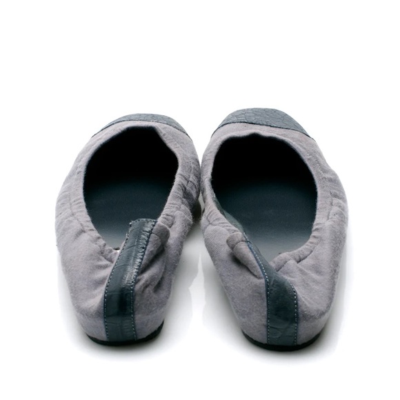 Blue Grey Cotton & Leather Loafers Handmade - Picture 2 of 6